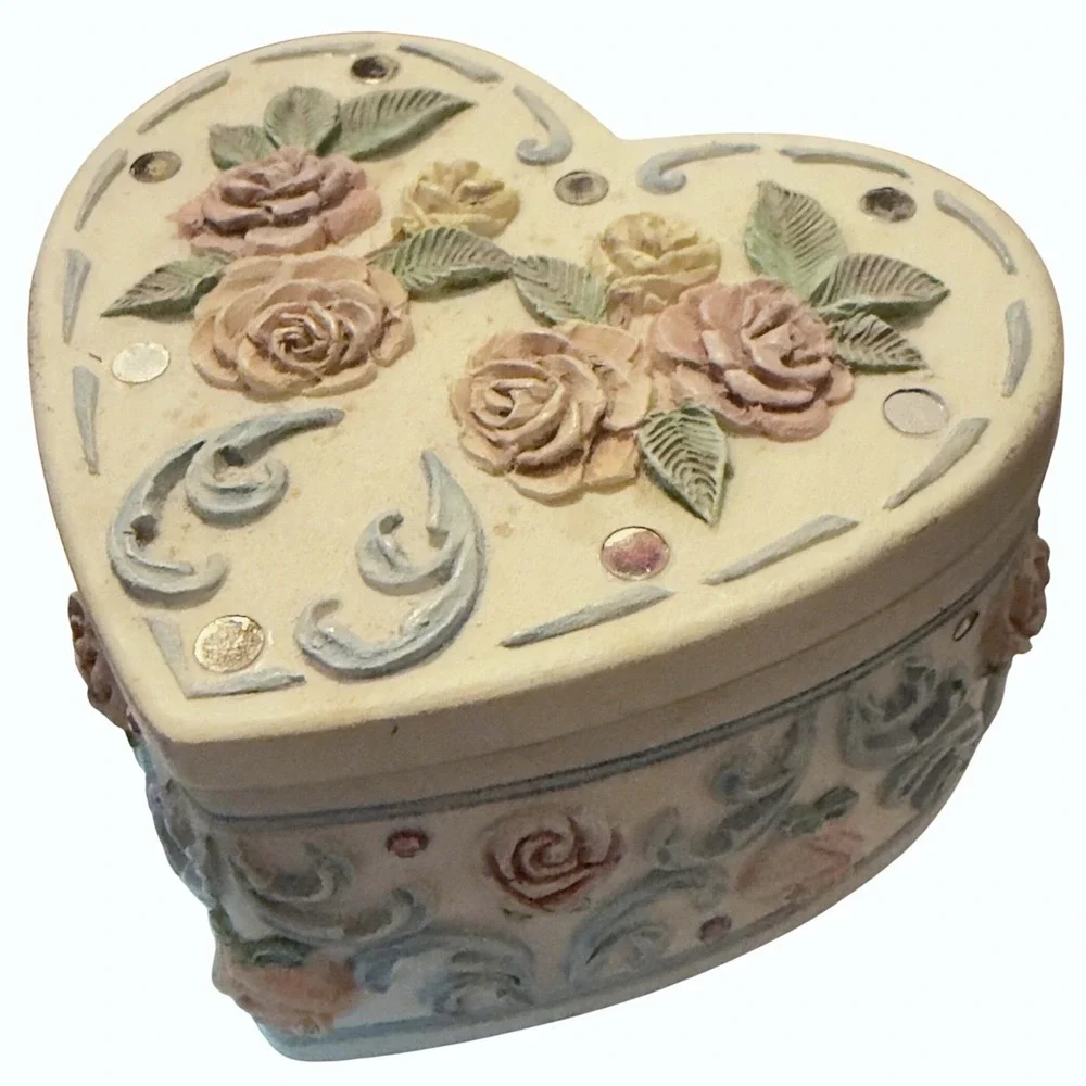 Victorian Keepsake Box Heart Roses Trinket Box Nance Ehlers by Crystallite